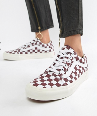 vans rouge damier
