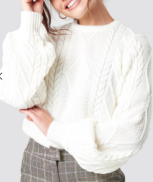 Weave Detailed Sweater White na-kd