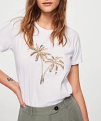 T-shirt broderies sequins palmiers mango