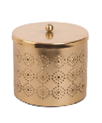 SAHARA Boîte à bijoux ronde en métal doré ajouré