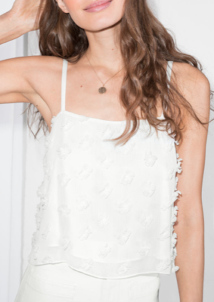 CROPPED MICRO TASSEL TANK TOP – WHITE – TANKTOPS & CAMISOLES – & OTHER STORIES FR