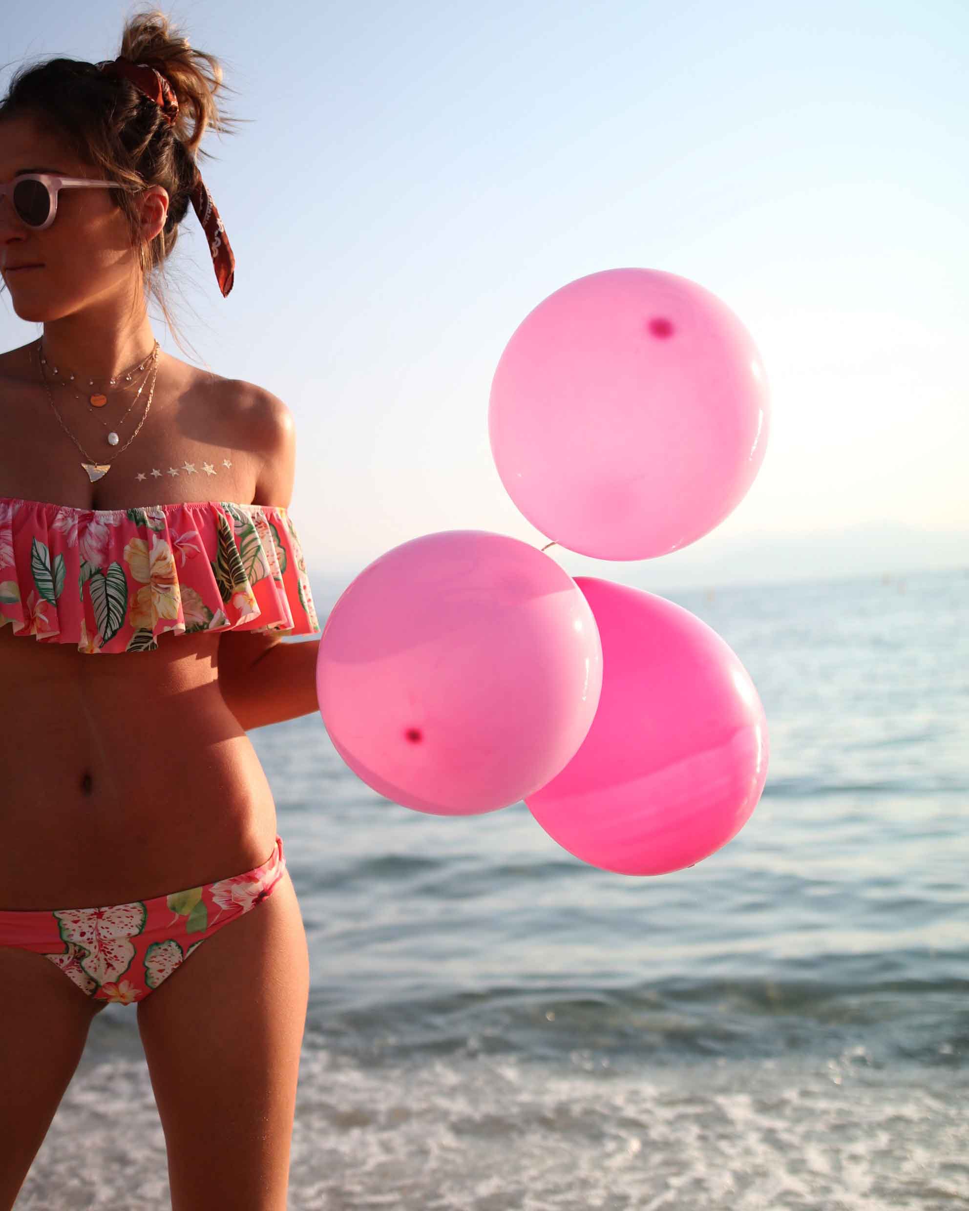 birthday girls, ruffle bikinis, mon petit bikini, bikini, pink baloons, beach life, bikini body, flash tattoos
