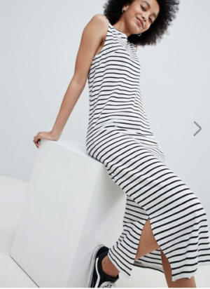 Jdy – Robe longue sans manches en jersey rayé