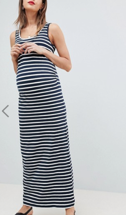 Mamalicious – Robe longue moulante rayée en coton bio