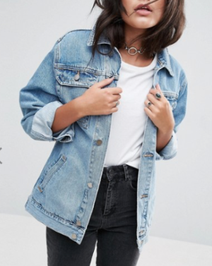 ASOS DESIGN – VESTE COUPE GIRLFRIEND EN JEAN – BLEU DÉLAVÉ