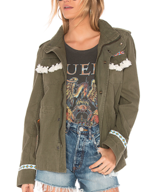 HEMANT AND NANDITA TASSEL JACKET IN MILITARY GREEN