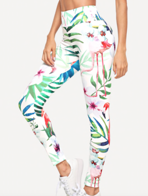 SHEIN LEGGING FLEURI À TAILLE LARGE