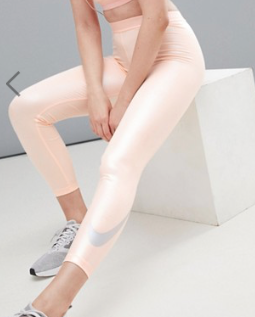 NIKE PRO – LEGGINGS COURT DE COURSE MÉTALLISÉ – ROSE