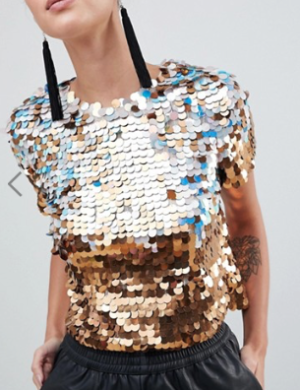ASOS DESIGN – T-SHIRT À EFFET DÉGRADÉ ORNÉ DE SEQUINS STYLE DISCO