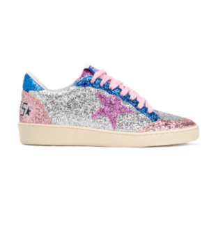 GOLDEN GOOSE DELUXE BRAND GLITTER LOW TOP SNEAKERS – METALLIC