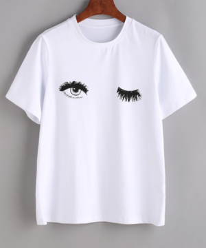 SHEIN EYE T-SHIRT IMPRIMÉ – BLANC