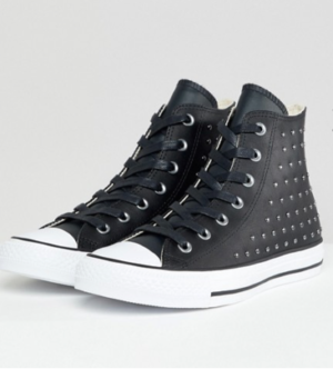 CONVERSE – CHUCK TAYLOR ALL STAR – BASKETS MONTANTES EN CUIR AVEC CLOUS – NOIR