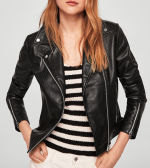 BLOUSON BIKER EN CUIR À ZIPS – F POUCUIR FEMME mango
