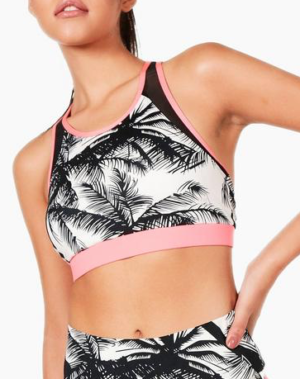 Summer Fit Palm Mesh Sports Bra BOOHOO