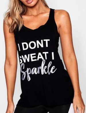 DÉBARDEUR DE COURSE I DON’T SWEAT I SPARKLE boohoo
