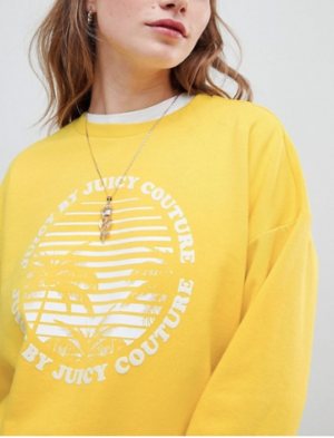 JUICY BY JUICY COUTURE – PARADISE – SWEAT-SHIRT AVEC LOGO ET IMPRIMÉ JAUNE