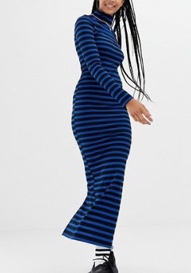 Collusion – Longue robe moulante à rayures