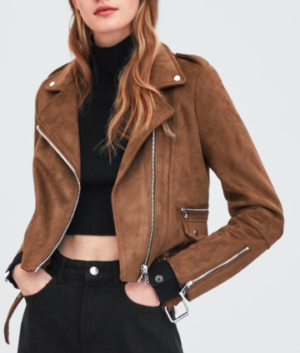 BLOUSON DE MOTARD EFFET DAIM zara