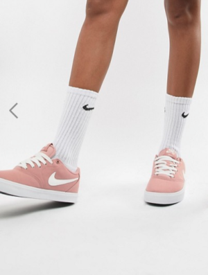 Nike SB – Solar – Baskets en toile à carreaux – Rose
