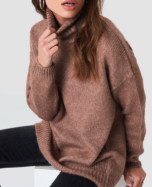 FOLDED OVERSIZED KNITTED SWEATER DUSTY DARK PINK na-kd
