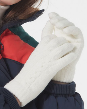 GANTS EN TRICOT TORSADÉ DOUBLÉS EN CHENILLE