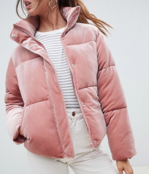 ASOS DESIGN – Ultimate – Doudoune en velours avec col cheminée