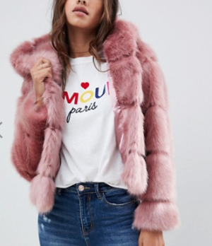 ASOS DESIGN – Manteau fausse fourrure à capuche