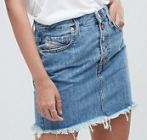 Diesel – Jupe en jean avec boutons visibles