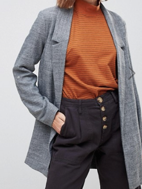 Stradivarius – Blazer bord à bord avec manches à revers