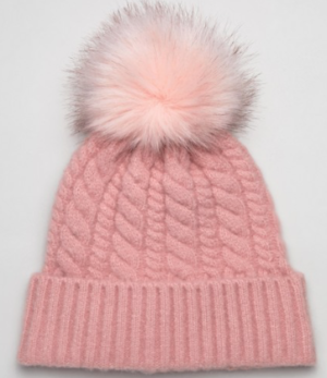 Bershka – Bonnet en maille avec pompon en fausse fourrure