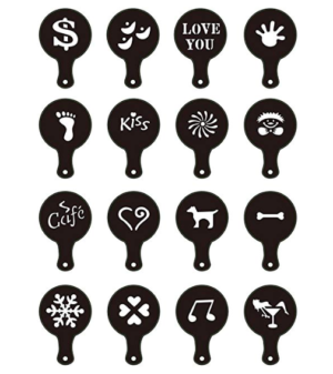 Bestomz – Saupoudreur à cacao/sucre/sel/farine en acier inoxydable + 16 pochoirs