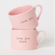 Tasses en porcelaine, lot de 2 love you more H&M