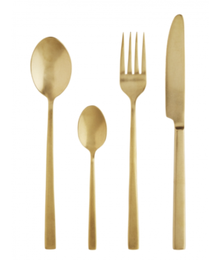 COUVERTS 4 PIÈCES ACIER EN OR MAT PRETTY WIRE