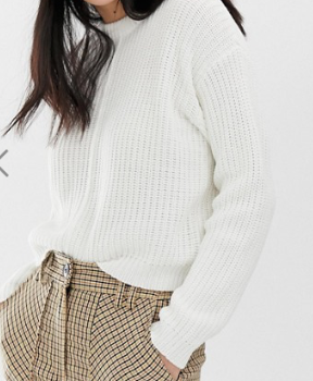 Bershka – Pull à coutures apparentes sur le devant – Blanc