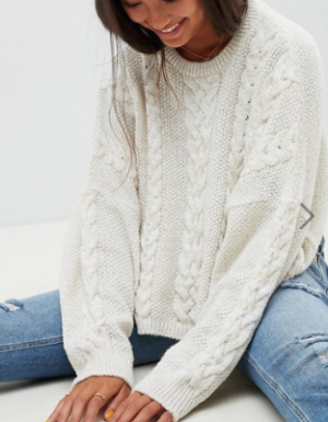 ASOS DESIGN – PULL TORSADÉ blanc