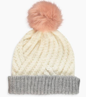 Bonnet à deux tons avec pompon en fausse fourrure BOOHOO