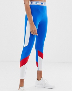 HIIT – Leggings effet color block avec empiècement en tulle – Bleu