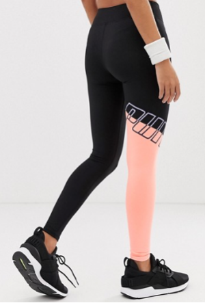Puma – Leggings de sport color block – Rose et noir