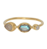 Lucky Team Bague dorée et pierres semi précieuses