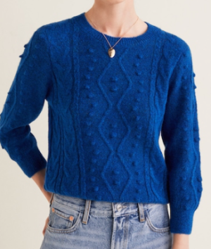 Pull-over bleu maille texturé MANGO