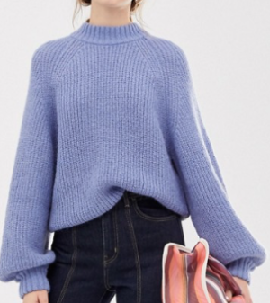 Weekday – Pull en maille à manches larges – Bleu clair