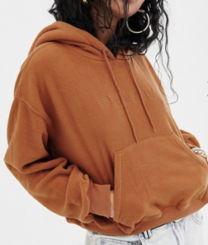 Stussy – Hoodie court en polaire avec logo brodé sur le devant