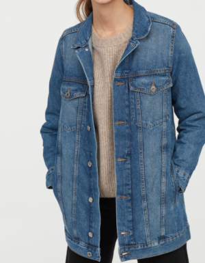 Longue veste en jean bleu moyen H&M