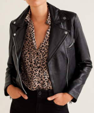 Blouson biker en cuir MANGO