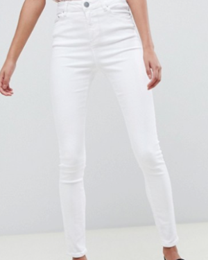 ASOS DESIGN – Ridley – Jean skinny taille haute – Blanc nuage
