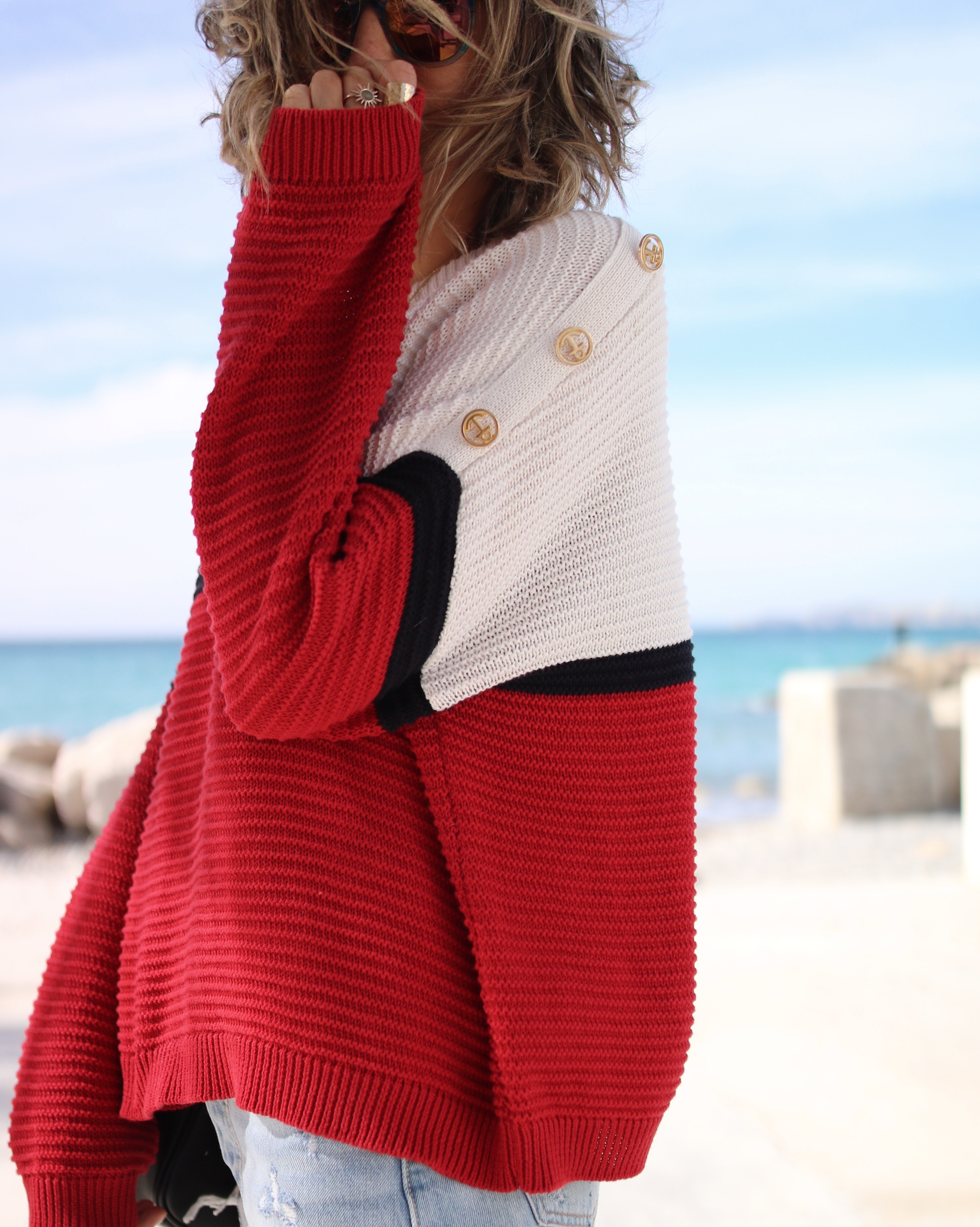 SAILOR GIRL - www.chonandchon.com - sailor weater, knit lover, knit style, denim skirt