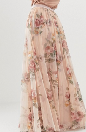 Needle & Thread – Jupe longue à fleurs – Rose quartz