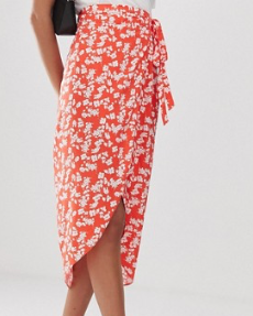 ASOS DESIGN – Jupe portefeuille mi-longue à fleurs