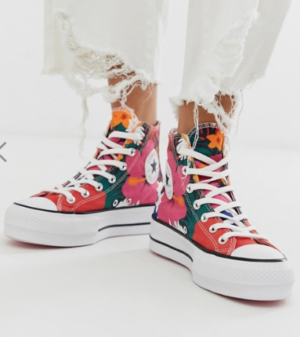 Converse – Chuck Taylor – Baskets montantes à semelle plateforme avec imprimé floral