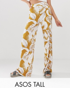 ASOS DESIGN Tall – Pantalon large à imprimé palmier